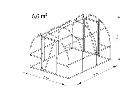 Tunel foliowy *B3* 3,0 x 2,2 x 1,9 m z folią 4-UV z wgrzanymi sznurkami